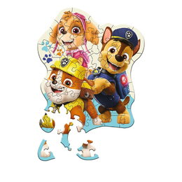 Dřevěné puzzle Junior 50 dílků Legrační Tlapková Patrola/Paw Patrol 19,5x23,5cm v krabici 20x20x6cm