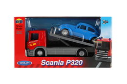 Auto odtahovka Welly Scania P320 + auto kov/plast 15cm 4 barvy v krabičce 18,5x10x6cm
