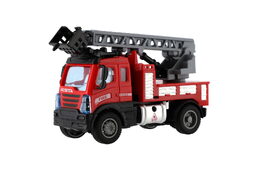 Auto hasiči se žebříkem plast 13cm na zpětné natažení v krabičce 17x12x8cm