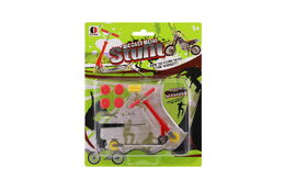 Koloběžka prstová kov/plast 10cm s doplňky 2 barvy na kartě