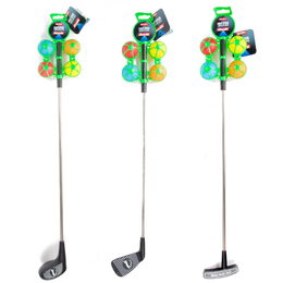 Golfová sada 1ks hůl 60cm + 4ks míček kov/plast