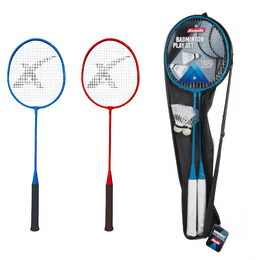 Sada badminton pálky 2ks + míček 2ks 65cm kov/plast 2 barvy v pouzdře