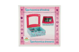 Skříňka šperkovnice Princess odklápěcí vrch dřevo 12,5x12x5x5cm v krabičce