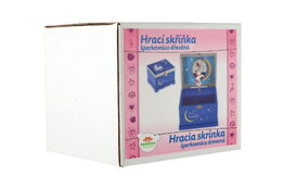 Skříňka šperkovnice jednorožec hrající na natažení dřevo odklápěcí vrch modrá 12,5x10,5cm v krabičce