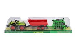 Traktor s vlekem s bránami plast 55cm na setrvačník v blistru