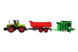 Traktor s vlekem s bránami plast 55cm na setrvačník v blistru