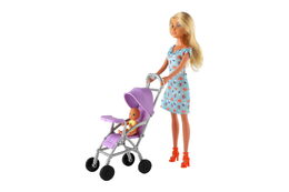 Panenka Anlily 30cm s holčičkou a kočárkem + doplňky plast v krabici 20x32x7cm