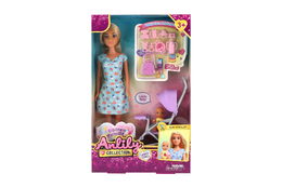 Panenka Anlily 30cm s holčičkou a kočárkem + doplňky plast v krabici 20x32x7cm