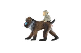 Mandril rýholící samice s mládětem zooted plast 6cm v sáčku