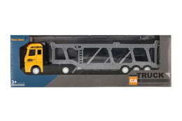 Auto kamion přepravník plast 22cm na volný chod v krabičce 26x9x4cm