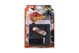 Skateboard prstový šroubovací s rampou plast mix druhů na kartě 20x29x7cm