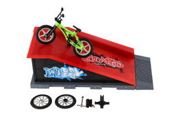 Skatepark - kolo prstové šroubovací s rampou plast 10cm s doplňky 3 barvy v krabici 28x18x11cm