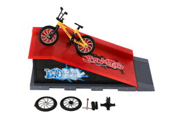 Skatepark - kolo prstové šroubovací s rampou plast 10cm s doplňky 3 barvy v krabici 28x18x11cm