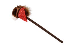Kůň na tyči plyš 80cm na baterie se zvukem hnědý v sáčku