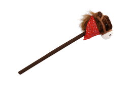 Kůň na tyči plyš 80cm na baterie se zvukem hnědý v sáčku