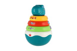 Roly Poly dinosaurus plast 16cm skládanka pyramida s kroužky se zvukem v krabičce 13x20cm 6m+
