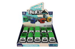 Auto stavební nákladní plast 14cm na setrvačník 5 druhů 10ks v boxu