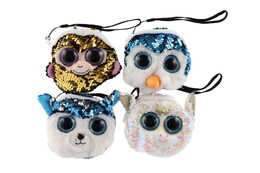 Peněženka dívčí zvířátko látková s flitry 10x10cm s doplňky do vlasů 4 druhy v sáčku 8ks v boxu