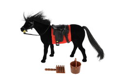Kůň fliška se sedlem s doplňky 16cm 2 barvy v sáčku