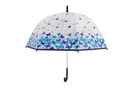 Deštník průhledný s motýlky plast/kov 80cm v sáčku