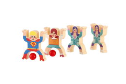 Hra balanční herkules mini dřevo 26ks 3 barvy v krabičce 21x19x3,5cm