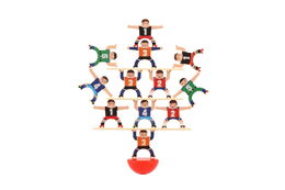 Hra balanční herkules mini dřevo 26ks 3 barvy v krabičce 21x19x3,5cm