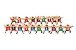 Hra balanční herkules mini dřevo 26ks 3 barvy v krabičce 21x19x3,5cm