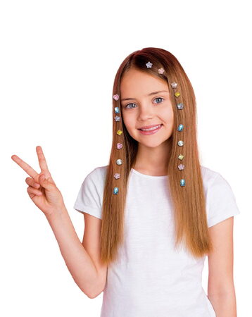 Třpytivé diamanty do vlasů s aplikátorem plast 18x4cm s doplňky v krabičce 22x12x5,5cm