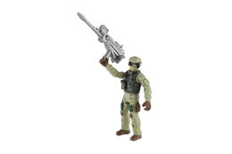 Vojenská sada obrněné auto+voják s doplňky plast na volný chod v krabici 27x18x12cm