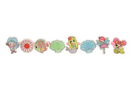 Prstýnek/Prstýnky plast 8ks nastavitelná velikost 2 barvy v krabičce ve tvaru mušle 12ks v boxu