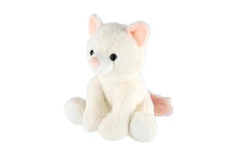 Kočka/Kočička sedící plyš 30cm bílá v sáčku 0+