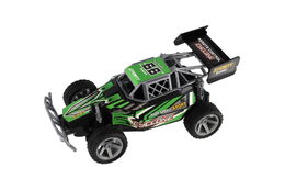 Auto RC Buggy rychlostní plast 23cm 27MHz na baterie zelené v krabici 35x13,5x18cm
