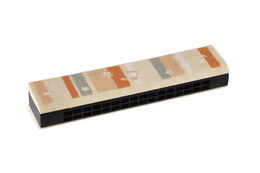 Harmonika dřevěná 13cm 4 barvy v blistru 12ks v boxu