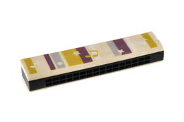 Harmonika dřevěná 13cm 4 barvy v blistru 12ks v boxu