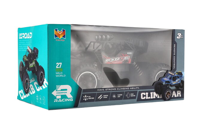 Auto RC Off-Road vypouštějící páru plast 26cm 27MHz dobíjecí pack+baterie se světlem červené v krab.