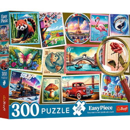 Puzzle Poštovní známky 300dílků 60x40cm v krabici 34x26x5cm