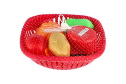 Sada nádobí v ošatce plast s doplňky v síťce 20x20x7cm