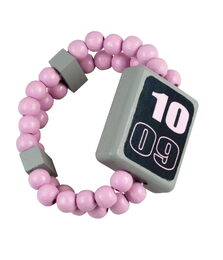 Hodinky náramkové dřevěné oboustranné růžové na kartě