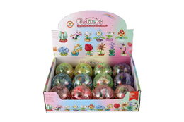 Stavebnice mini květina plast 6cm mix druhů v kouli 12ks v boxu