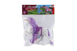 Jednorožec/kůň česací plast se sedlem s doplňky 3 barvy v sáčku 21x25x6cm