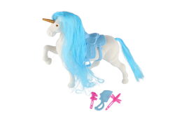 Jednorožec/kůň česací plast se sedlem s doplňky 3 barvy v sáčku 21x25x6cm