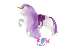 Jednorožec/kůň česací plast se sedlem s doplňky 3 barvy v sáčku 21x25x6cm