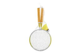 Badminton sada dětská kov/plast 2 pálky + 1 košíček 2 barvy v síťce 23x45x6cm