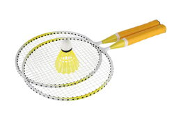 Badminton sada dětská kov/plast 2 pálky + 1 košíček 2 barvy v síťce 23x45x6cm