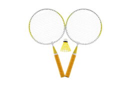 Badminton sada dětská kov/plast 2 pálky + 1 košíček 2 barvy v síťce 23x45x6cm