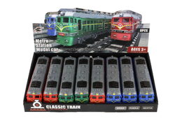 Lokomotiva/Vlak plast 18cm na setrvačník 3 barvy 8ks v boxu