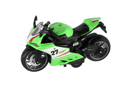 Motorka silniční plast 13cm na zpětné natažení na baterie se světle, zvukem 4 barvy 12ks v boxu