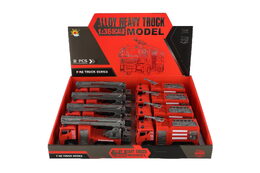 Auto hasiči plast 14cm na zpětné natažení 2 druhy 8ks v boxu