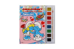 Omalovánky Šmoulové s vodovými barvami a štětcem, kroužková vazba 21x23cm