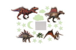 Dinosauři na zeď/strop svítící ve tmě papír/plast 2 druhy na kartě